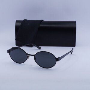 Saint Laurent SL692 001 Oval Sunglasses - Semimatte Black/Black
